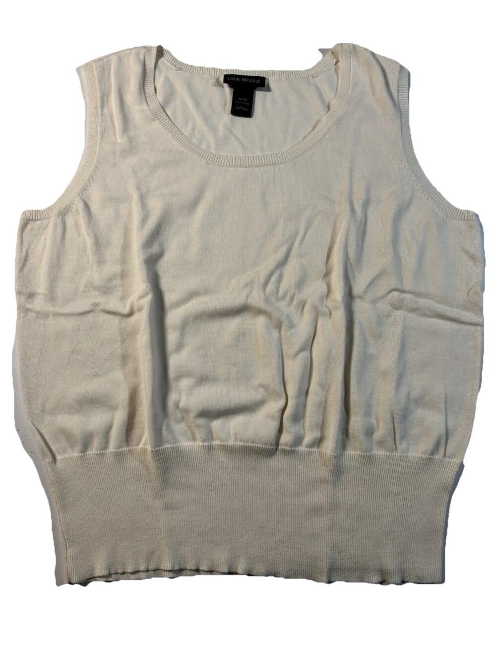 Lane Bryant Top Shirt Womens 18/20 Cream White Knit Casual Work Sweater Tank